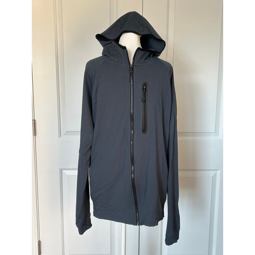 Men’s Apana Blue Full Zip Hooded Performance Jacket Size Large